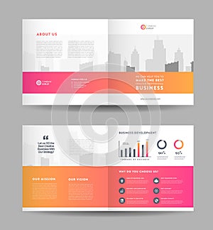 Square Business Bi-Fold Brochure Design | Booklet Design | Marketing and Financial DocumentÂ 